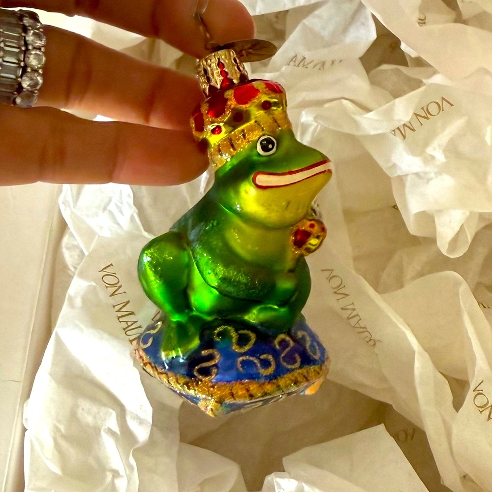 RETIRED 2000 Christopher Radko “Just One Kiss” Frog Prince Ornament